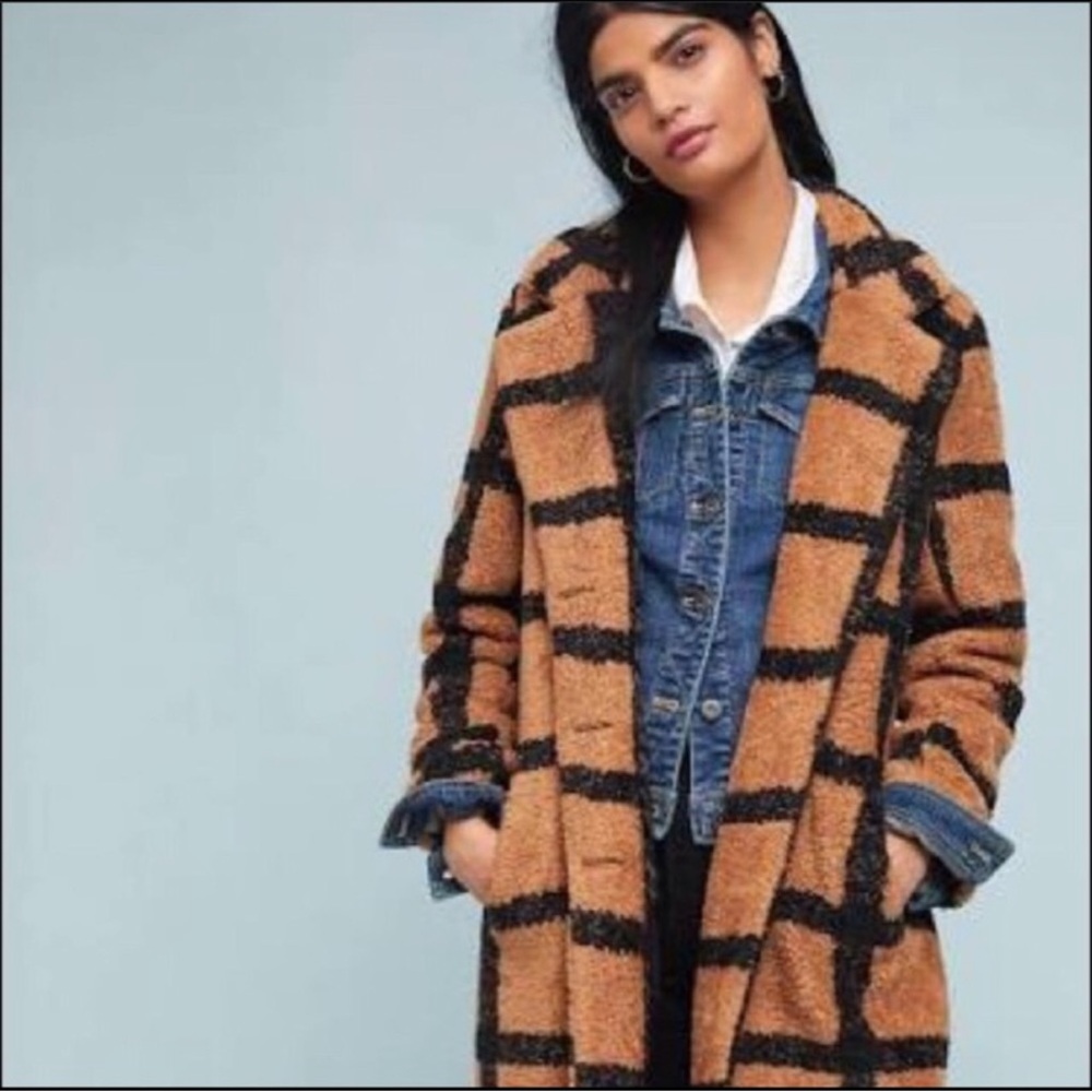In search of NVLT Women's Checkered Teddy Jacket in Tan and Black  don’t buy